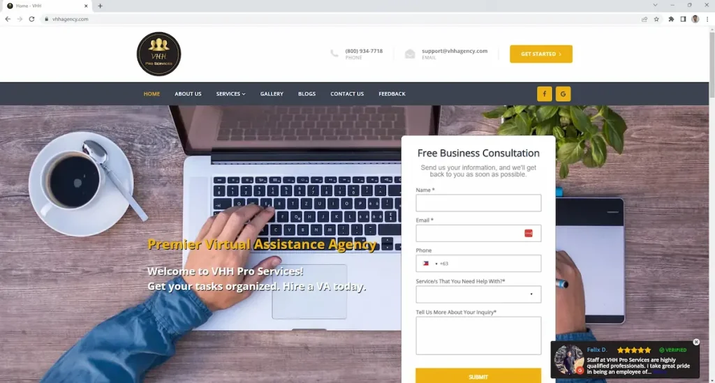 Website of a startup company in the USA that shows a CRM contact form which is a project of a WordPress developer