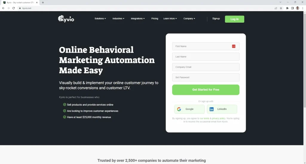 Website of a CMS showing a contact form which is one of the sample works of a remote freelance web developer